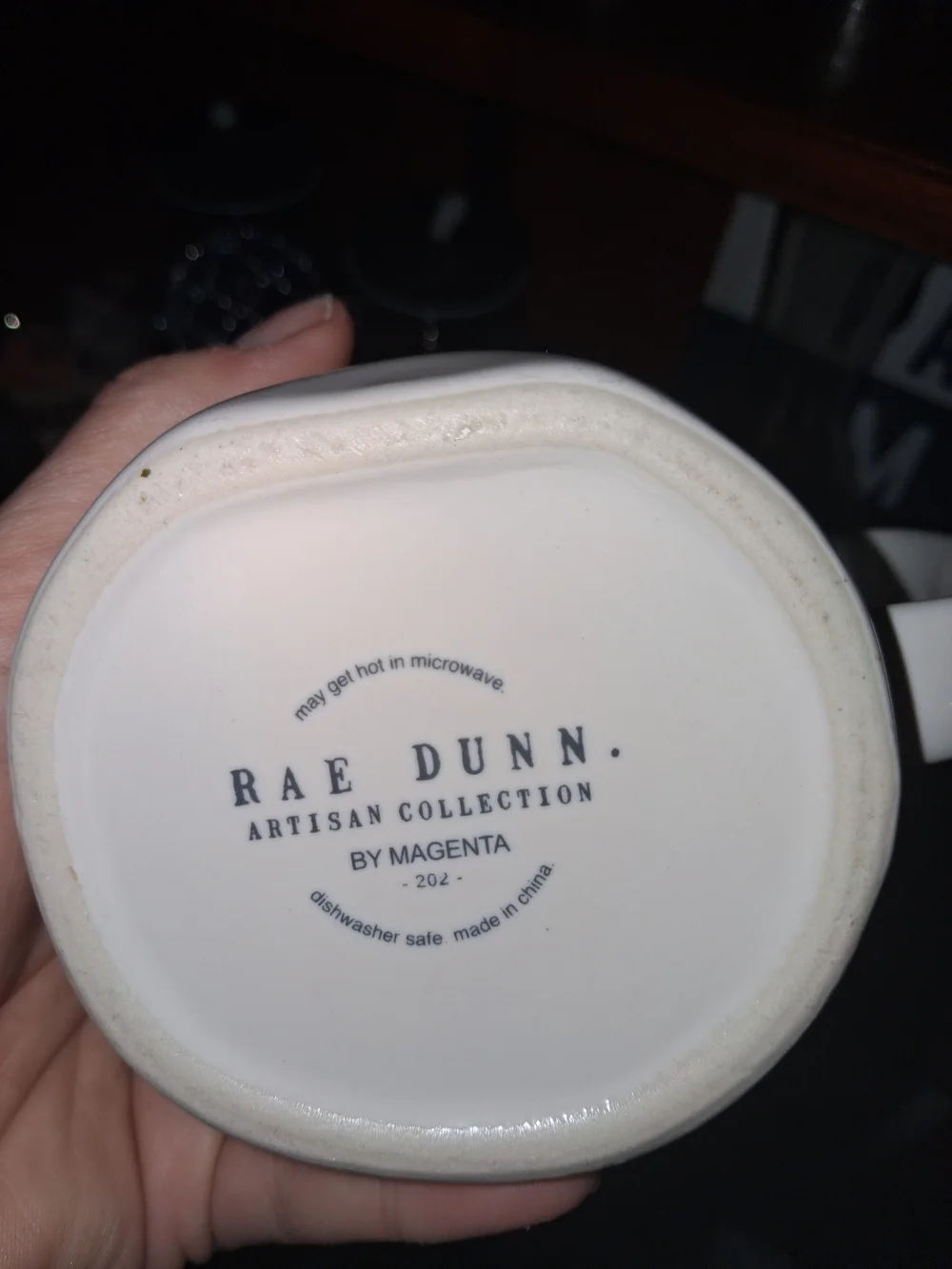 Rae Dunn Cream Ceramic Mug with Black 'NAUGHTY' Lettering